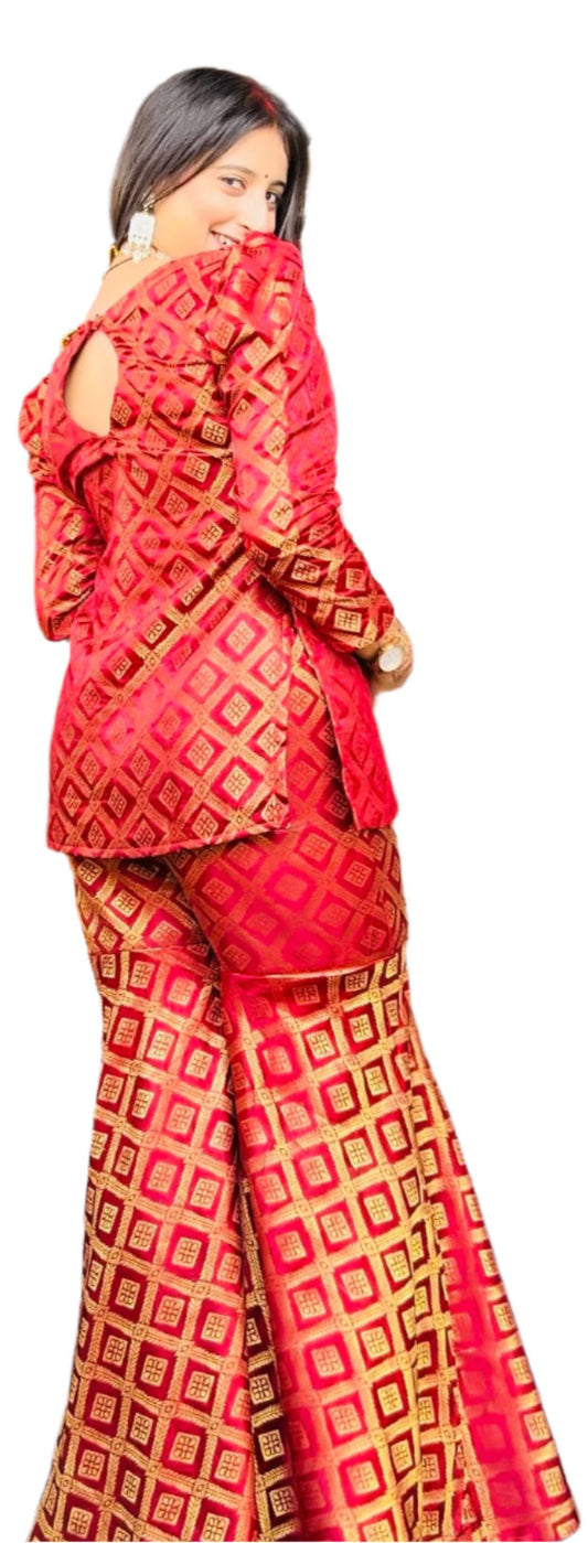 HONEY RAABTA BROCADE BLAZER SET