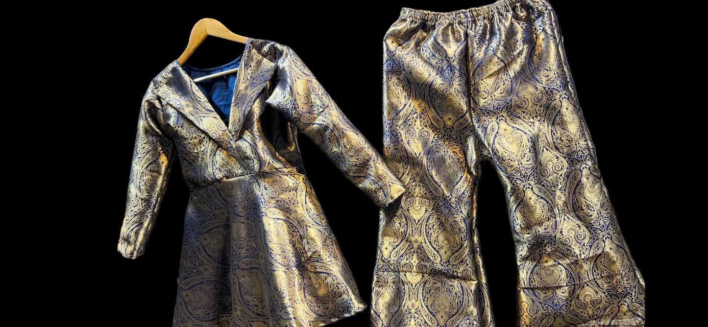 HONEY PEPLUM BROCADE BLAZER CO-ORD