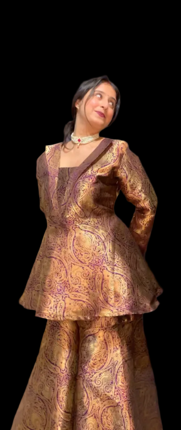 HONEY PEPLUM CHIC BROCADE BLAZER SET