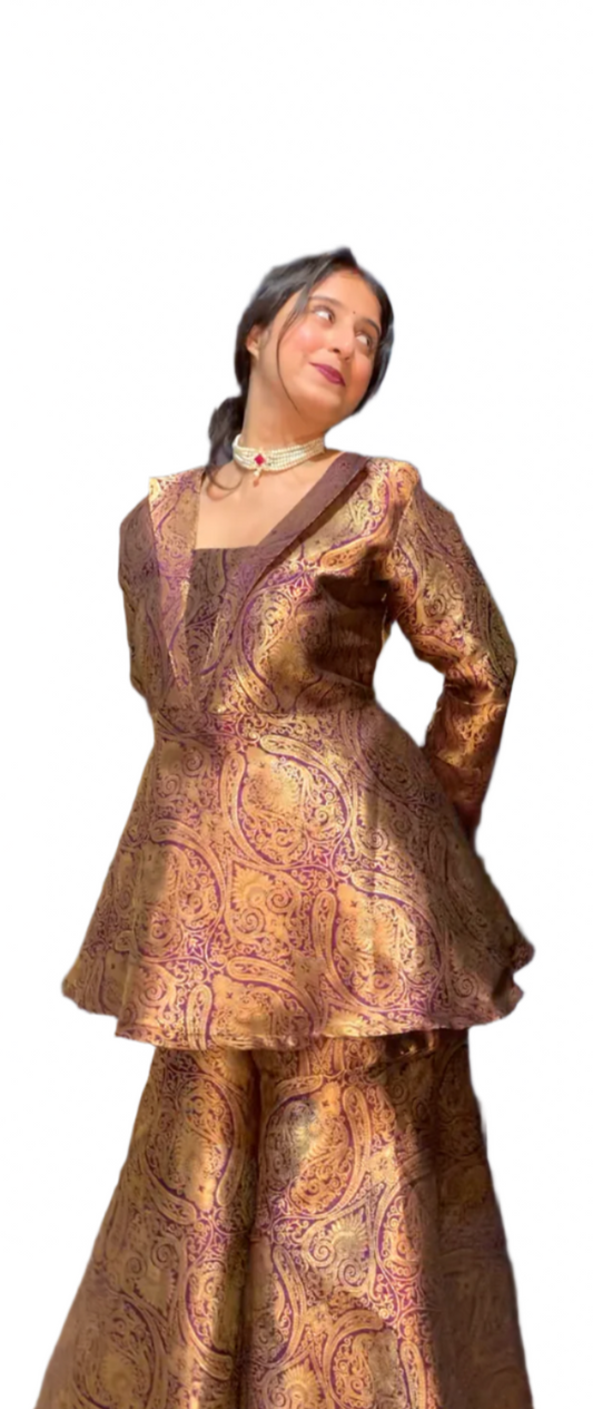 HONEY PEPLUM CHIC BROCADE BLAZER SET