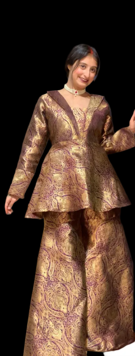 HONEY PEPLUM CHIC BROCADE BLAZER SET